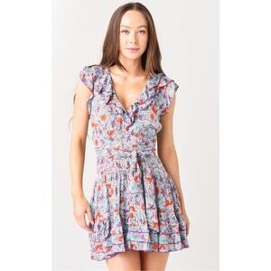Poupette St. Barth Floral Midi Dress - Blue and Red